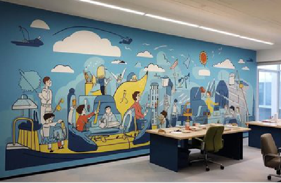 阜南办公室墙绘的特点。